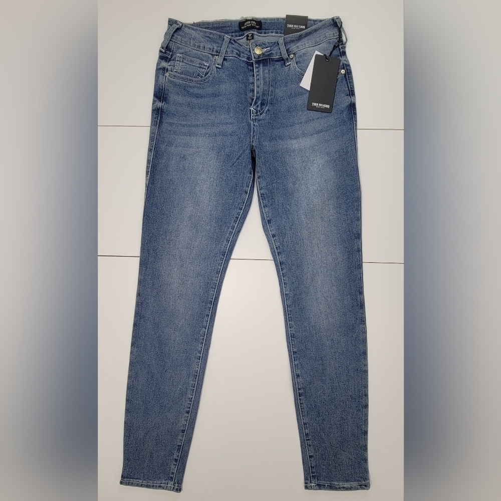 True Religion Jennie Crystal Jeans Women's Size 27 Blue Denim Super Skinny New